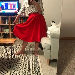Red midi skirt